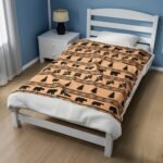 Plush Blanket - Bison and Trees Design