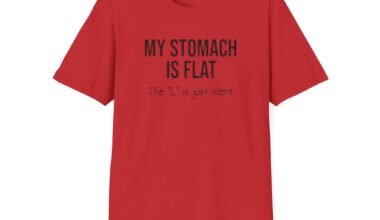 Funny Unisex Softstyle T-Shirt - 'My Stomach is Flat'