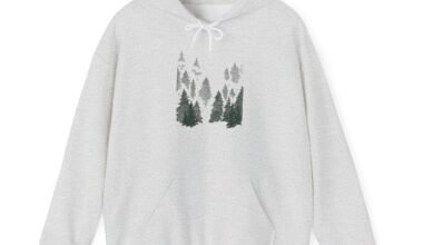 Forest Mountains Hoodie – Minimal Woodland Graphic Pullover