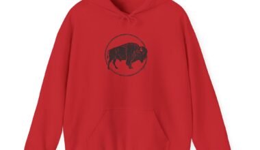 Buffalo Circle Graphic Hoodie — Vintage Bison Illustration Sweatshirt