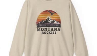 Montana Rockies Crewneck Sweatshirt — Vintage Sunset Mountain Graphic