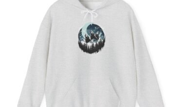 Mountain Wolves Hooded Sweatshirt – Night Forest Moon Hoodie