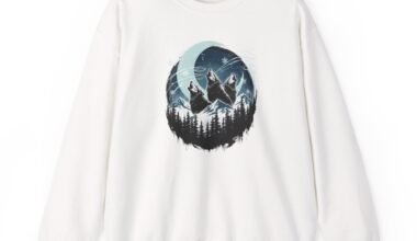 Wolf Moon Crewneck Sweatshirt — Night Forest Wolves Graphic