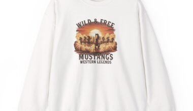 Mustangs 'Wild & Free' Crewneck Sweatshirt — Western Sunset Graphic