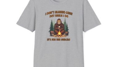 Bigfoot Camping Enthusiast T-Shirt - 'I Don’t Always Camp, But When I Do It’s for Bigfoot | Unisex Softstyle T-Shirt