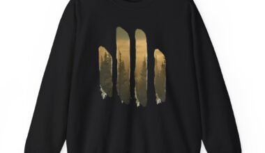 Crewneck Sweatshirt — Gold Brushstroke Mountain Sunset Graphic