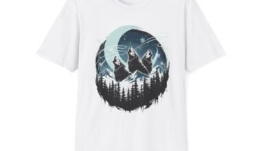 Mountain Wolf Adventure T-Shirt - Unisex Softstyle Tee for Nature Lovers