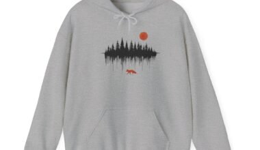 Forest Reflection Hoodie - Fox Silhouette Sunset Graphic