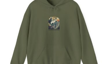 Mountain Sunrise Hoodie — 'Wander & Explore' Nature Graphic Pullover
