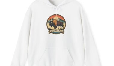Montana Buffalo Hoodie – Retro Mountain Bison Graphic Sweatshirt