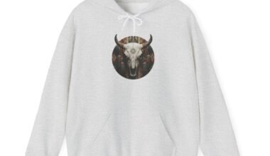 Bull Skull Hoodie — Western Floral Steer Skull Graphic Hooded Sweatshirt