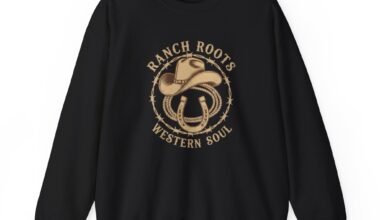 Western Sweatshirt — "Ranch Roots, Western Soul" Cowboy Hat & Horseshoe Crewneck